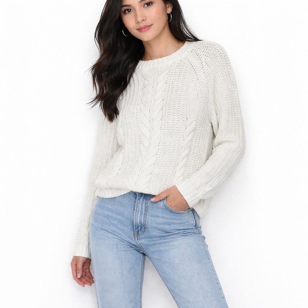 Joules Knitwear Womens Sz 6 Ivory Seaford Cream Cable Pullover Fisherman Sweater